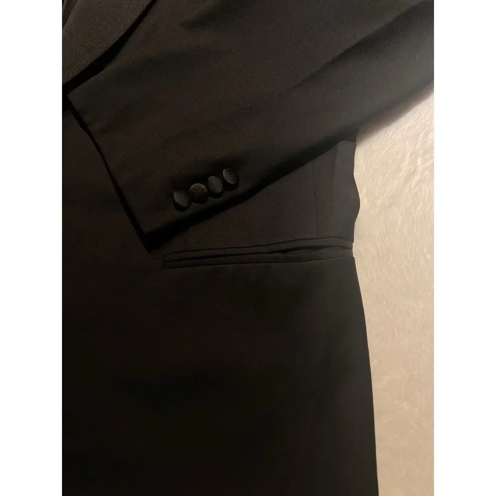 Vintage Ermenegildo Zegna Tuxedo Jacket 42R Black Formal Designer - Picture 10 of 16